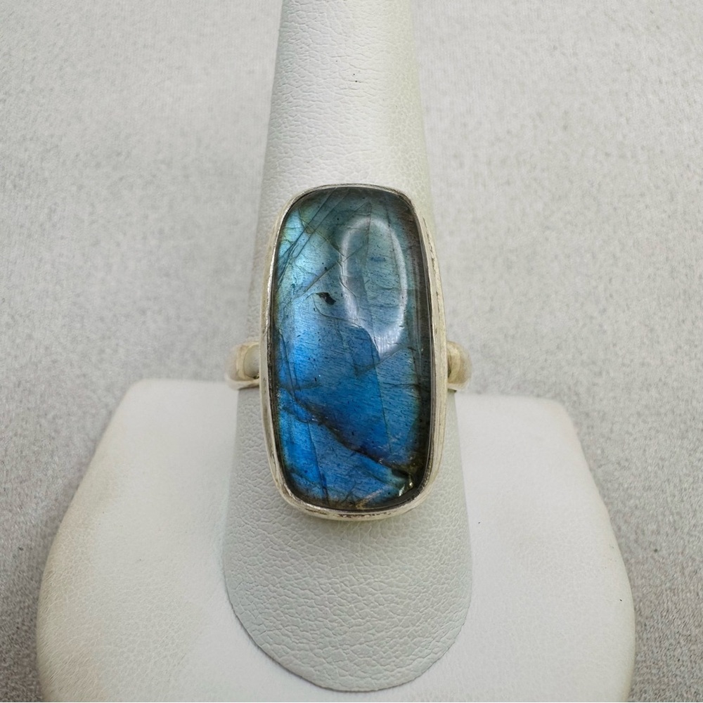 S925 Labradorite Adjustable Ring - image 1